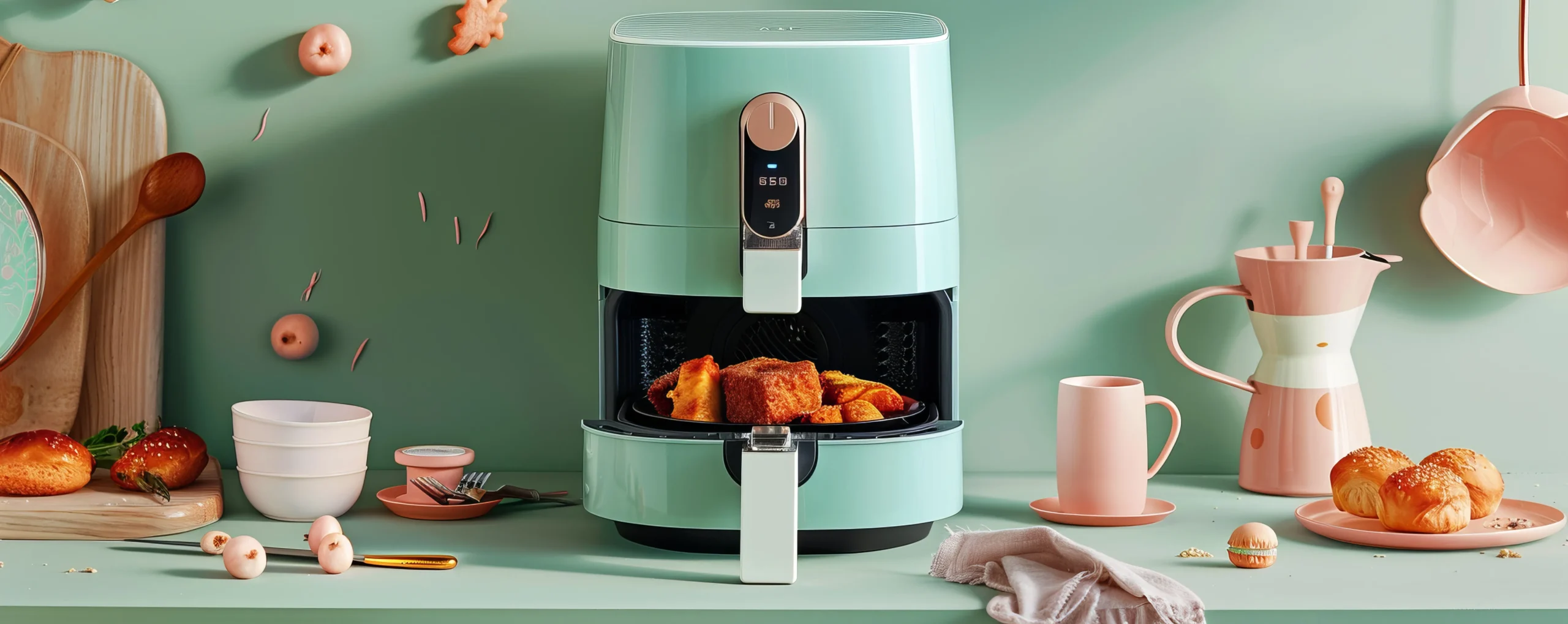 view-modern-hot-air-fryer-with-cooked-food